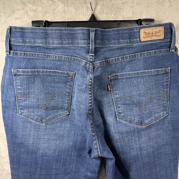 Levi's 525 Perfect Waist Straight Leg Jeans Womens 12 Blue Denim Stretch Zipper - Picture 4 of 14